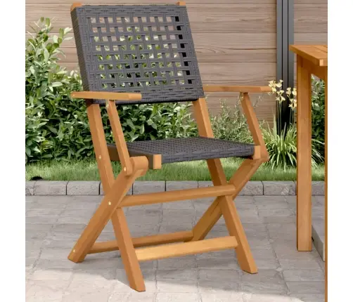 Dārza Krēsli, 2 Gab., Akācijas Koks, Melna Pe Rotangpalma Vidaxl