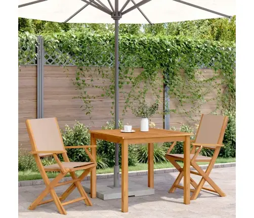 Dārza Krēsli, 2 Gab., Pelēkbrūni, Akācijas Masīvkoks, Audums Vidaxl