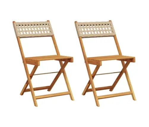 Bistro Krēsli, 2 Gab., Akācijas Koks, Bēša Pe Rotangpalma Vidaxl