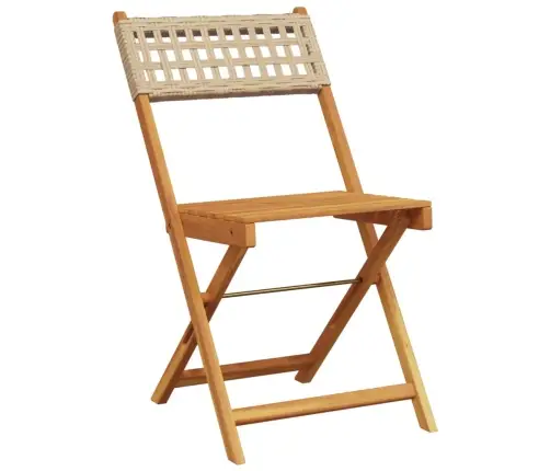 Bistro Krēsli, 2 Gab., Akācijas Koks, Bēša Pe Rotangpalma Vidaxl