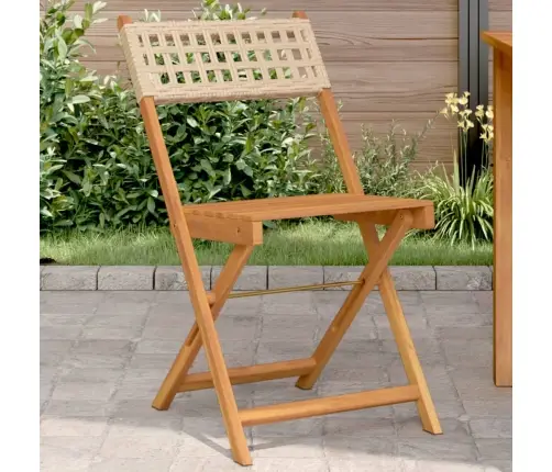 Bistro Krēsli, 2 Gab., Akācijas Koks, Bēša Pe Rotangpalma Vidaxl