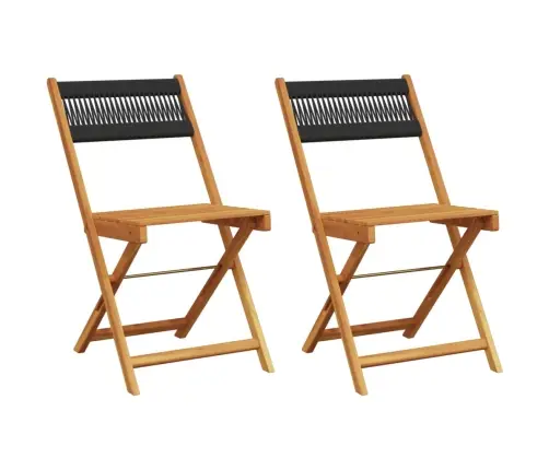 Bistro Krēsli, 2 Gab., Akācijas Koks, Melna Aukla Vidaxl