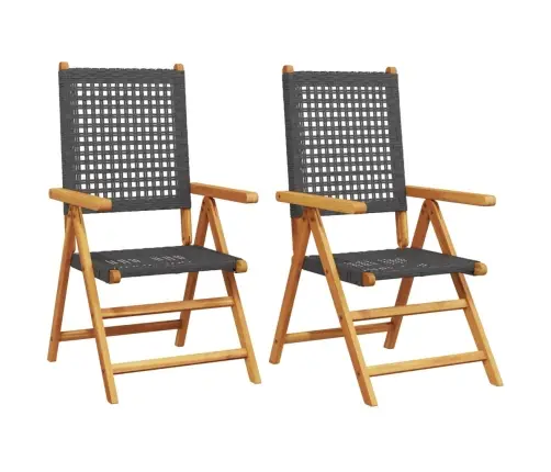 Sodo Kėdės, 2Vnt., Juodos, Akacijos Masyvas Ir Poliratanas