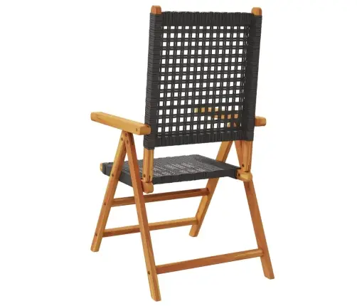 Sodo Kėdės, 2Vnt., Juodos, Akacijos Masyvas Ir Poliratanas