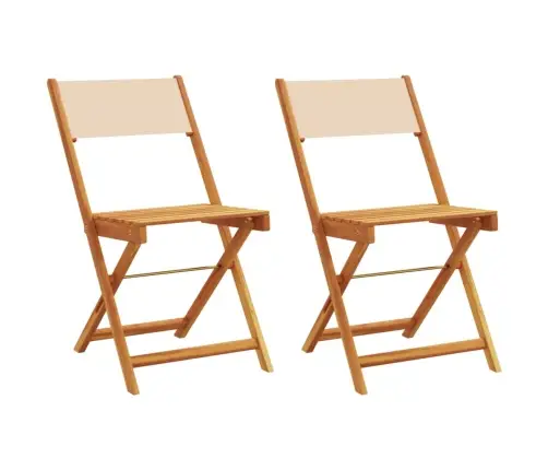 Bistro Krēsli, 2 Gb., Bēši, Akācijas Masīvkoks, Audums Vidaxl