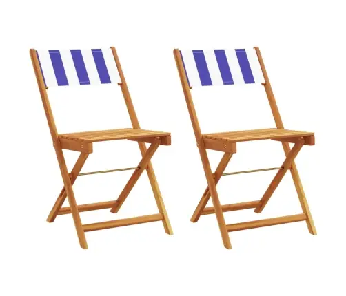 Bistro Krēsli, 2 Gb., Zils Ar Baltu, Akācijas Masīvkoks, Audums Vidaxl