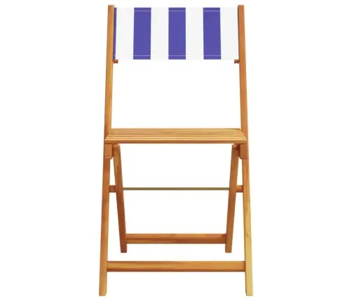 Bistro Krēsli, 2 Gb., Zils Ar Baltu, Akācijas Masīvkoks, Audums Vidaxl