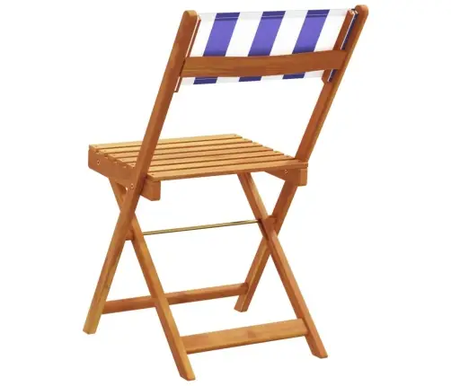 Bistro Krēsli, 2 Gb., Zils Ar Baltu, Akācijas Masīvkoks, Audums Vidaxl