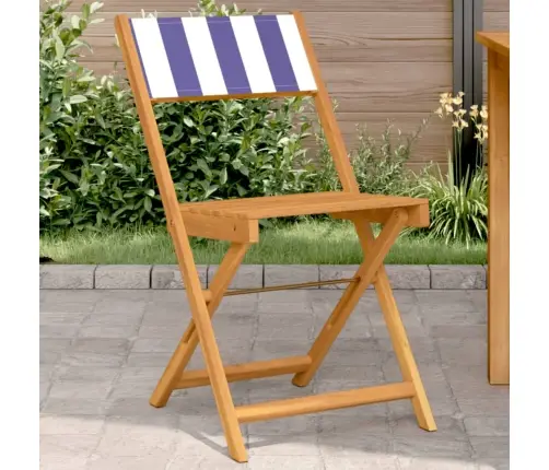 Bistro Krēsli, 2 Gb., Zils Ar Baltu, Akācijas Masīvkoks, Audums Vidaxl