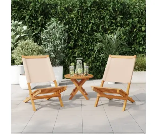 Dārza Krēsli, 2 Gab., Bēši, Akācijas Masīvkoks, Audums Vidaxl