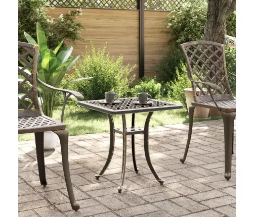 Dārza Galds, Bronzas Krāsa, 53X53X53 Cm, Liets Alumīnijs Vidaxl