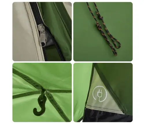 Kempinga Telts 3 Personām, Kupola Forma, Zaļa Vidaxl