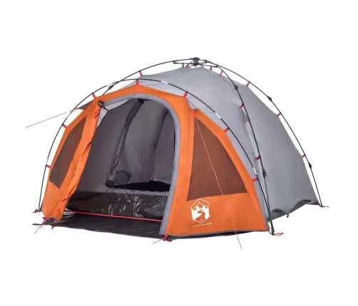 Kempinga Telts 3 Personām, Kupola Forma, Pelēka, Oranža Vidaxl