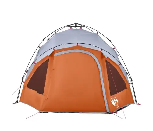 Kempinga Telts 3 Personām, Kupola Forma, Pelēka, Oranža Vidaxl