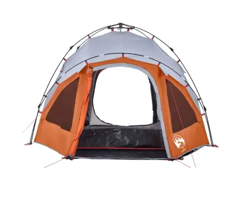 Kempinga Telts 3 Personām, Kupola Forma, Pelēka, Oranža Vidaxl