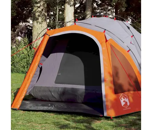 Kempinga Telts 3 Personām, Kupola Forma, Pelēka, Oranža Vidaxl