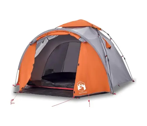 Kempinga Telts 3 Personām, Kupola Forma, Pelēka, Oranža Vidaxl