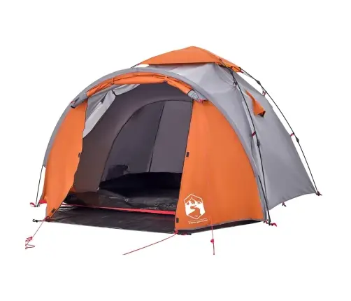 Kempinga Telts 3 Personām, Kupola Forma, Pelēka, Oranža Vidaxl
