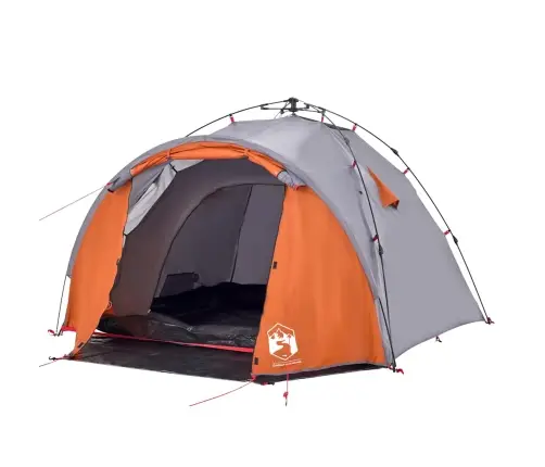 Kempinga Telts 3 Personām, Kupola Forma, Pelēka, Oranža Vidaxl