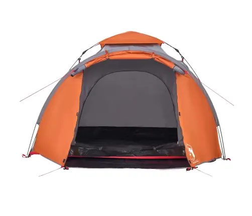 Kempinga Telts 3 Personām, Kupola Forma, Pelēka, Oranža Vidaxl