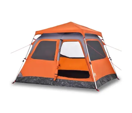 Kempinga Telts 4 Personām, Kupola Forma, Pelēka, Oranža Vidaxl