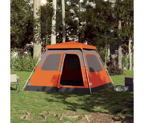 Kempinga Telts 4 Personām, Kupola Forma, Pelēka, Oranža Vidaxl