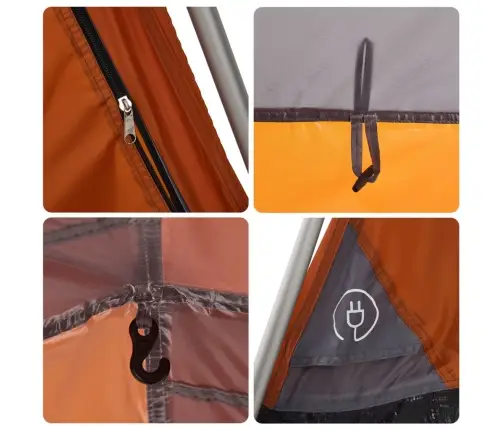 Kempinga Telts 4 Personām, Kupola Forma, Pelēka, Oranža Vidaxl