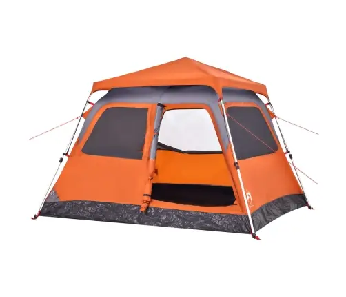 Kempinga Telts 4 Personām, Kupola Forma, Pelēka, Oranža Vidaxl
