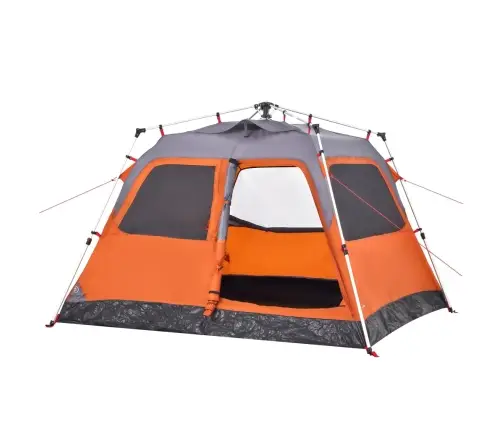 Kempinga Telts 4 Personām, Kupola Forma, Pelēka, Oranža Vidaxl