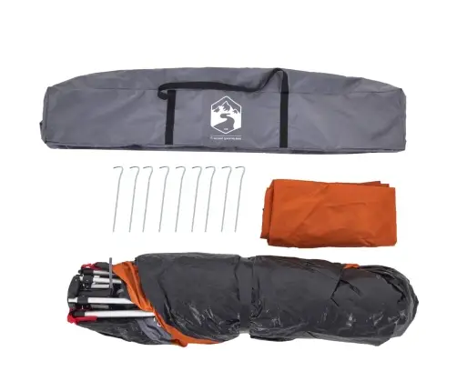 Kempinga Telts 4 Personām, Kupola Forma, Pelēka, Oranža Vidaxl