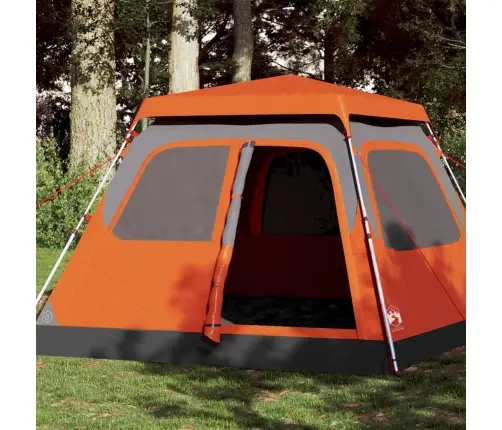 Kempinga Telts 4 Personām, Kupola Forma, Pelēka, Oranža Vidaxl