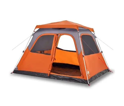 Ģimenes Kempinga Telts 6 Personām, Kupola Forma, Pelēka, Oranža Vidaxl