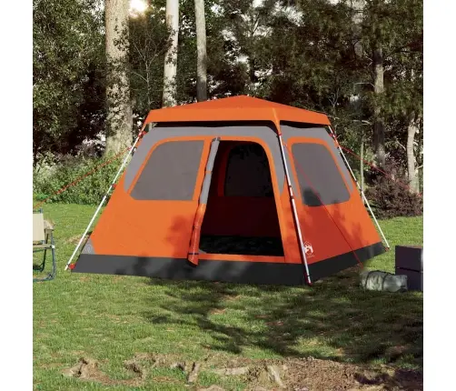 Ģimenes Kempinga Telts 6 Personām, Kupola Forma, Pelēka, Oranža Vidaxl