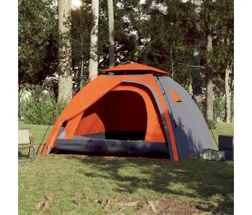 Kempinga Telts 4 Personām, Kupola Forma, Pelēka, Oranža Vidaxl