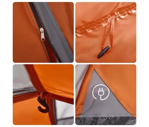 Kempinga Telts 4 Personām, Kupola Forma, Pelēka, Oranža Vidaxl