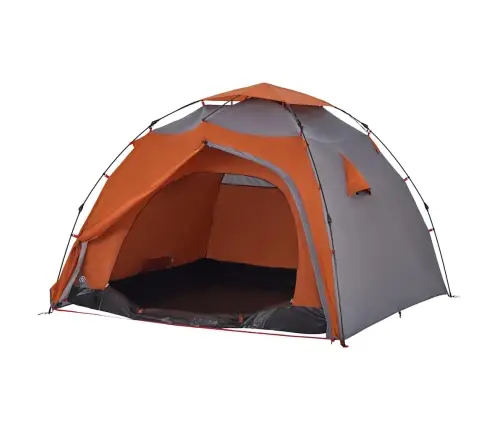 Kempinga Telts 4 Personām, Kupola Forma, Pelēka, Oranža Vidaxl