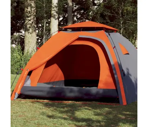 Kempinga Telts 4 Personām, Kupola Forma, Pelēka, Oranža Vidaxl