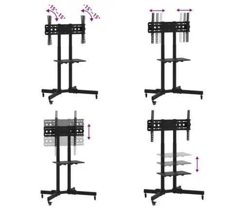 Tv Stovas Ant Ratukų 32-70 Colių Ekranui, 600X400 Mm, 50Kg
