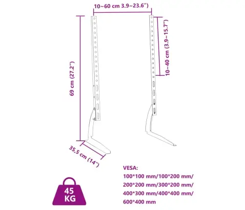 Televizoriaus Stovai 37-75 Colių Ekranui, 2Vnt., 600X400Mm