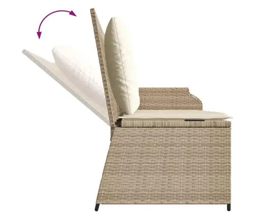 Atlošiamas Sodo Suoliukas Su Pagalvėlėmis, Smėlio, Poliratanas