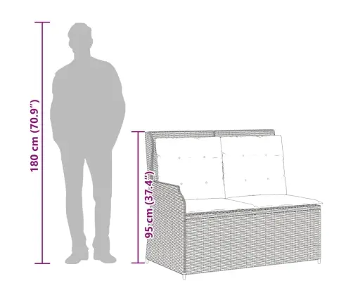 Atgāžams Dārza Krēsls Ar Matračiem, Melna Pe Rotangpalma Vidaxl