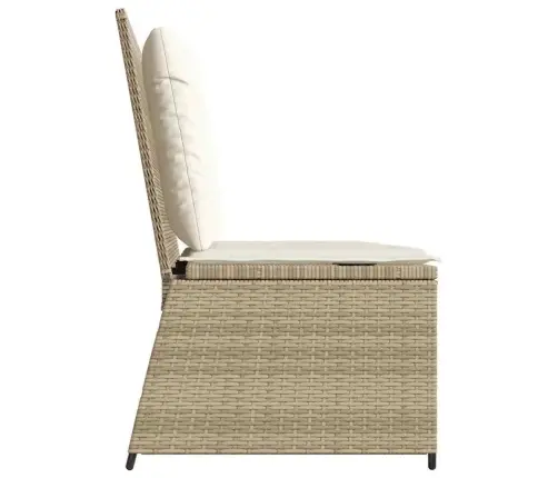Atlošiamas Sodo Suoliukas Su Pagalvėlėmis, Smėlio, Poliratanas Atlošiamas Sodo Suoliukas Su Pagalvėlėmis, Smėlio, Poliratanas