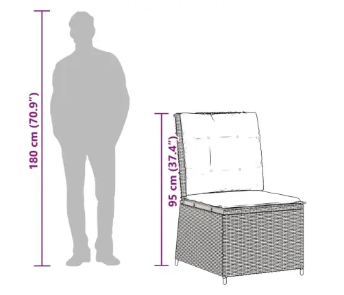 Atgāžams Dārza Stūra Krēsls Ar Matračiem, Pelēka Pe Rotangpalma Vidaxl