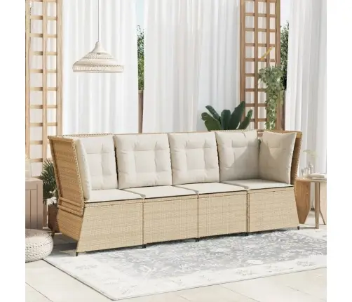 Kampinė Sodo Sofos Dalis Su Pagalvėlėmis, Smėlio, Poliratanas