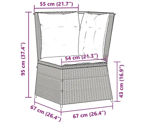 Kampinė Sodo Sofos Dalis Su Pagalvėlėmis, Smėlio, Poliratanas