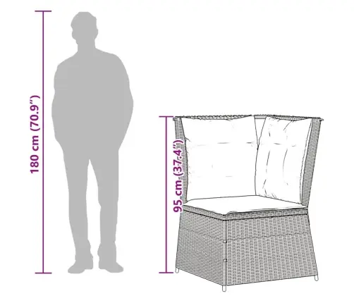 Kampinė Sodo Sofos Dalis Su Pagalvėlėmis, Smėlio, Poliratanas