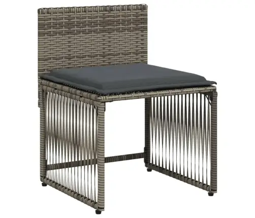 7-Daļīgs Dārza Mēbeļu Komplekts, Matrači, Pelēka Pe Rotangpalma Vidaxl