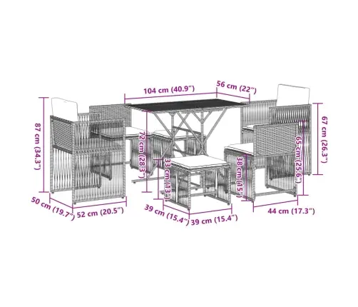 Sodo Komplektas Su Pagalvėlėmis, 7 Dalių, Smėlio, Poliratanas