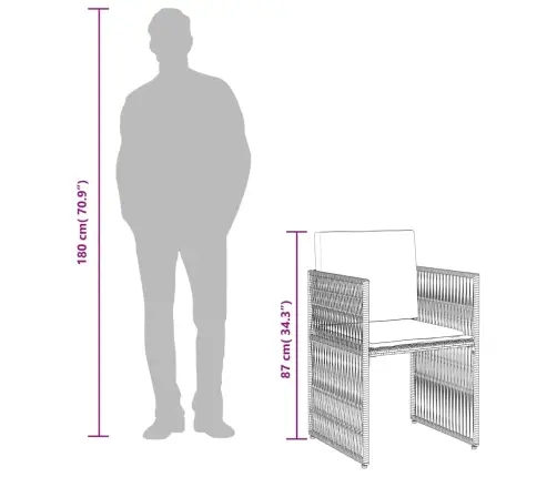 Sodo Komplektas Su Pagalvėlėmis, 7 Dalių, Smėlio, Poliratanas