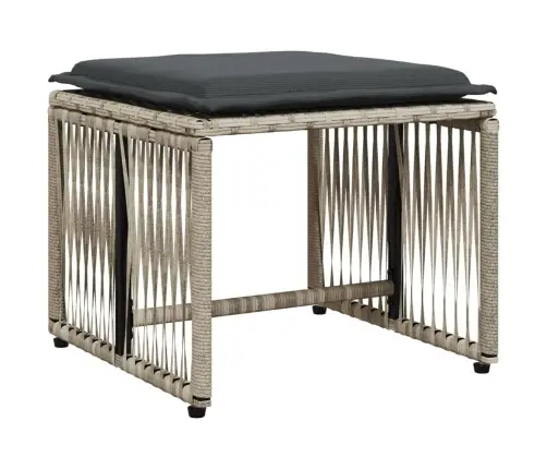 7-Daļīgs Dārza Mēbeļu Komplekts, Matrači,Gaiši Pelēka Pe Pinums Vidaxl